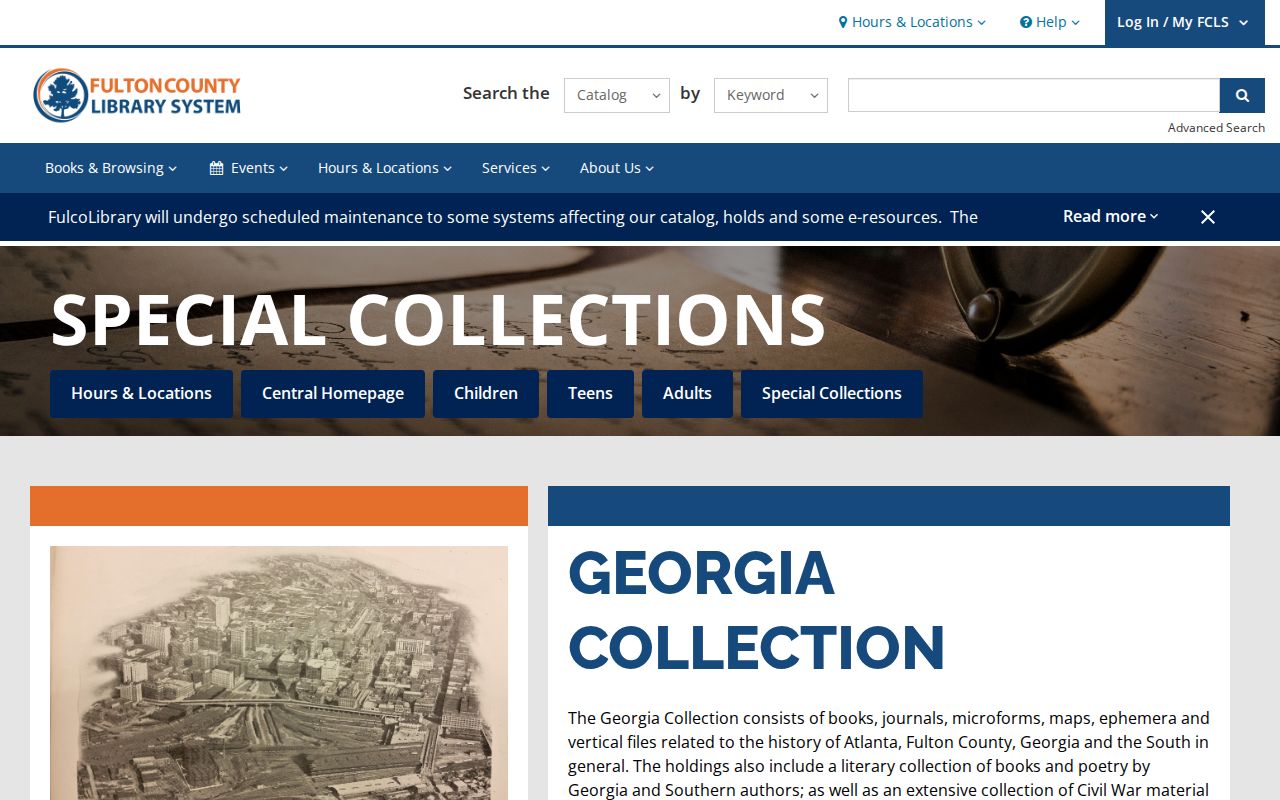 Fulton County Central Library Georgia History collection page