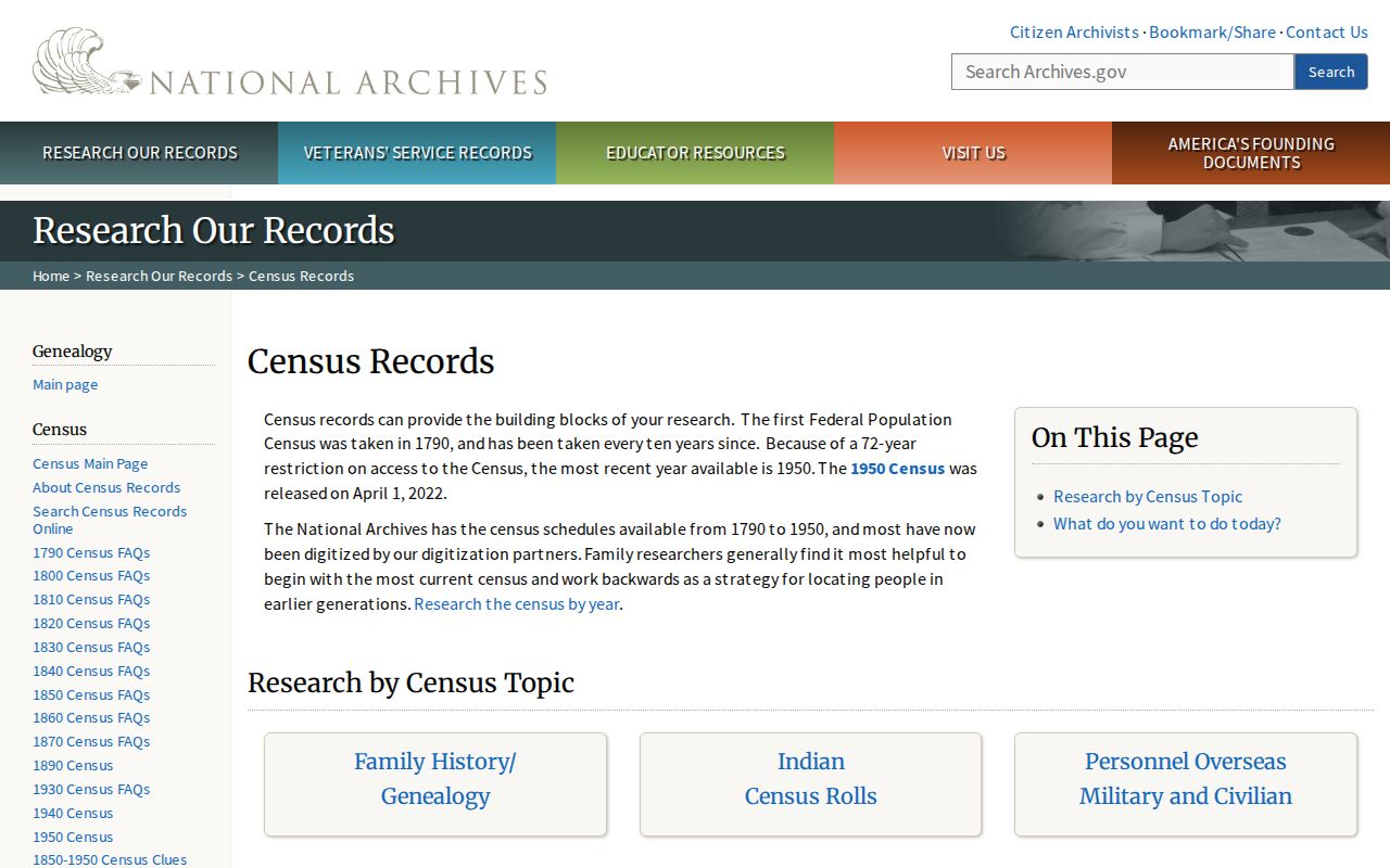 National Archives census research page used with Atlanta city directories