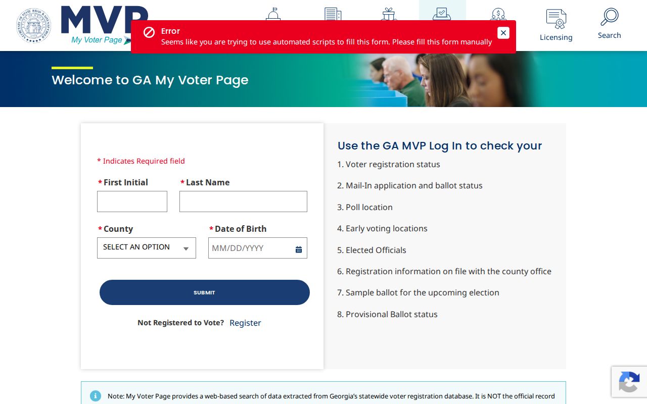 Georgia My Voter Page for the Atlanta residents directory