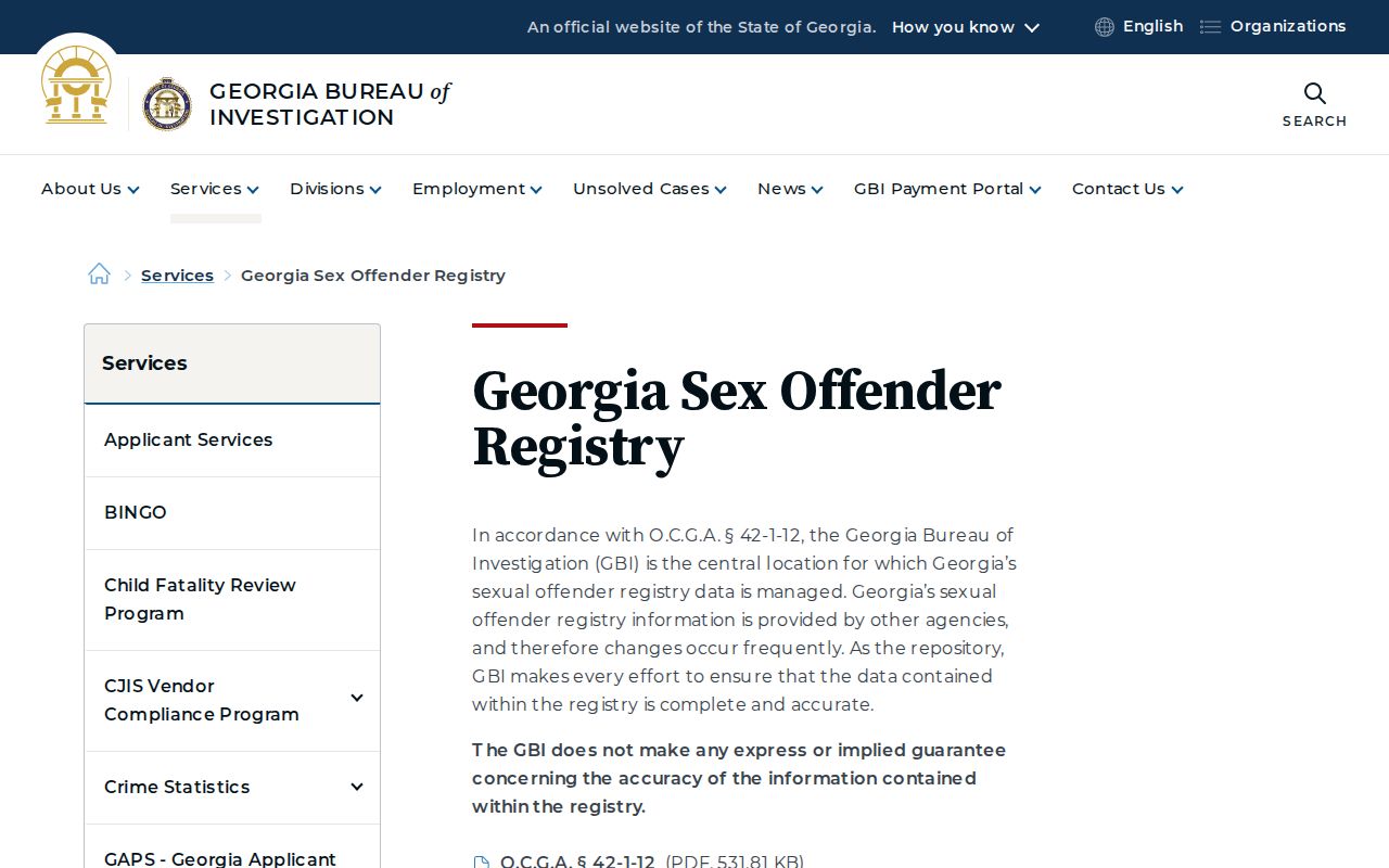 Georgia Bureau of Investigation registry service for lawful Atlanta block safety research