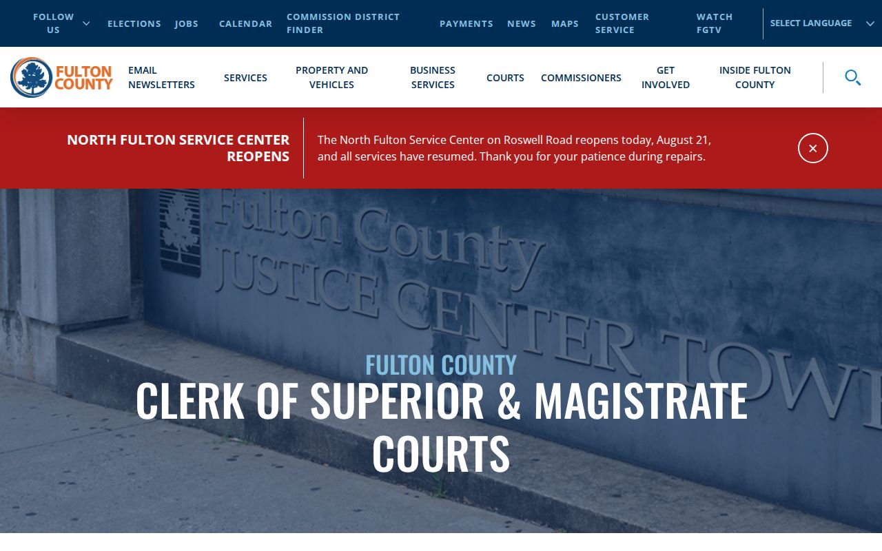 Fulton County Clerk page for Atlanta previous residents and recorded property history
